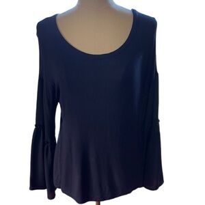 SOHO New York & Company JEANS Top with Bell Sleeves in Navy Size XS